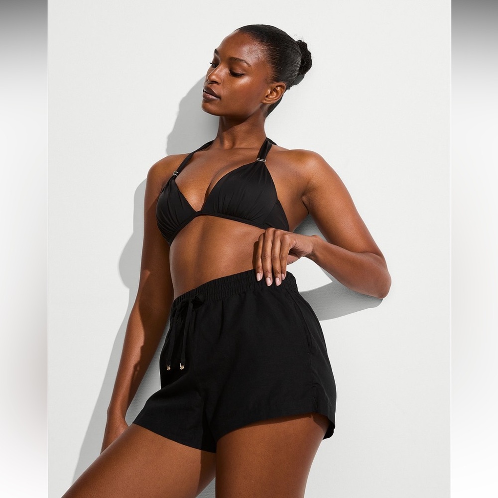 NWT Victoria’s Secret Swim Black Cover-Up Linen Blend Shorts